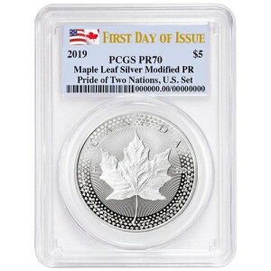 2019�N �C���v���[�t 5�h�� �V���o�[ �J�i�f�B�A�� ���[�v�����[�t PCGS PR70 FDOI �f���A���t���b�O