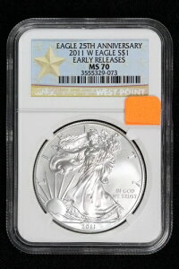 2011-W �V���o�[�C�[�O�� NGC MS70 ���������[�X 25���N�L�O WP �y�[�p�[ 4NYC