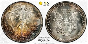 1987�N �A�����J�� �V���o�[ �C�[�O�� 1�I���X - PCGS MS67 - �X�[�p�[�g�[��