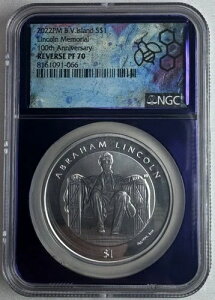 2022�N PM BVI �����J�[���L�O�� 100���N�L�O 1�I���X �V���o�[ NGC Rev PF70 �p�[�v���R�A