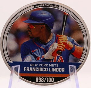 �t�����V�X�R�E�����h�[�A MLB �g���[�f�B���O�R�C�� 1�I���X �V���o�[ �j�E�G - �j���[�W�[�����h������ 098/100 .999 2024