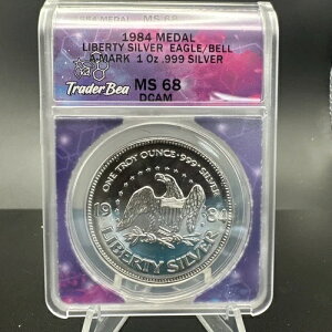 1986�N ���o�e�B �V���o�[ �C�[�O��/�x�� - A�}�[�N .999 1�I���X �V���o�[ - ANACS MS68DCAM - ���_��