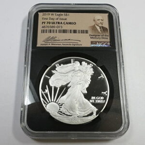 2019 W NGC PF70 UCAM �v���[�t FDI 1�I���X �V���o�[ �A�����J���C�[�O�� SAE US $1 �R�C�� #55597A