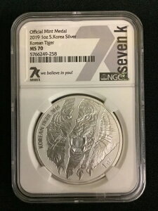2019�N �؍� ��� �؍��^�C�K�[ NGC MS70 7K ���x�� .999 �V���o�[