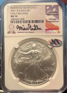 2007 W �V���o�[�C�[�O�� �o�[�j�b�V�� NGC MS 70 �}�C�N�E�L���b�X�����M�T�C����������x��