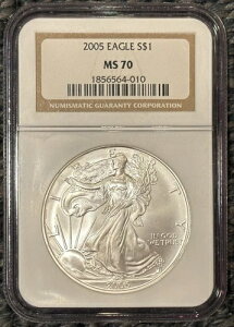 2005�N $1 NGC MS70 �A�����J���V���o�[�C�[�O�� �u���E�����x�� ���u�X�|�b�g