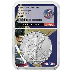 �v���Z�[�� - 2026 (W) $1 1�I���X �A�����J���V���o�[�C�[�O�� NGC MS70 ER �E�F�X�g�|�C���g�R�A