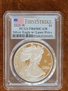 2025�N ���[�U�[���� �A�����J���C�[�O�� 1�I���X �V���o�[ �v���[�t�R�C�� PR69DCAM FS PCGS