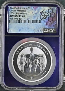 2022�N PM BVI �����J�[���L�O�� 100���N�L�O 1�I���X �V���o�[ NGC Rev PF70 �p�[�v���R�A