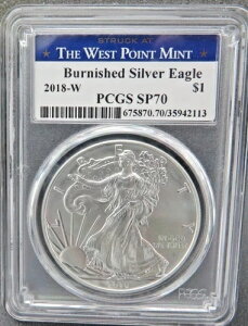 2018 W �o�[�j�b�V���h �A�����J�� �V���o�[ �C�[�O�� PCGS SP70 �E�F�X�g�|�C���g �~���g���x�� �L�[�f�[�g