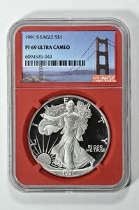 1991 S $1 �A�����J�� �V���o�[ �C�[�O�� 1�I���X NGC PF 69 �E���g�� �J���I ���b�h �R�A