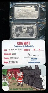 CMG MINT �N���X�}�X Ho Ho Ho Train 1�I���X .999 �V���o�[ �A�[�g�o�[ COA�t��