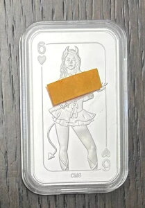 CMG �~���g 6 of Hearts �V���o�[ �A�[�g�o�[ �v���[�t 1�I���X .999 ���s�����킸�� 100�� COA �t��