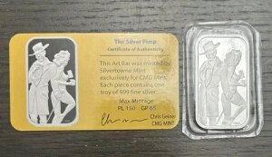 CMG Mint Pimpin All Over The World 1�I���X .999 �V���o�[�A�[�g�o�[ COA�v���[�t�t��