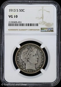 1913-S 50�Z���g �o�[�o�[ �n�[�t�_���[ NGC VG 10