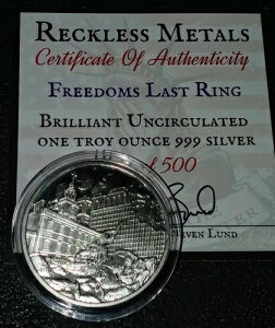 Reckless Metals�� Freedoms Last Ring 1�I���X .999 �V���o�[ �A�[�g���E���h 500�� ����