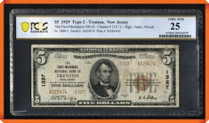 KC- Fr.1800-2 1st Mechanics NB of Trenton, NJ #1327 - VF 25 PCGS ����