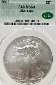 2008-P $1 �V���o�[�C�[�O�� CAC MS 69 #14400