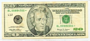 1999�N US $20.00 FDR STAR NOTE�A�T���t�����V�X�R �v�����g�A�A�����J�[�i�A��V���A���ԍ�