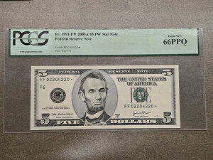 1991-F* 2003A $5 FW �X�^�[�m�[�g PCGS 66 PPQ