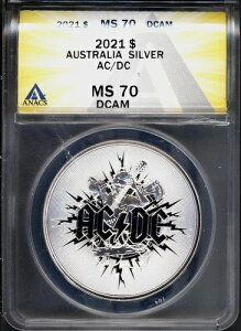 2021 $1 �V���o�[ AC/DC 45���N�L�O MS 70 DCAM ANACS # 7967696 + �{�[�i�X