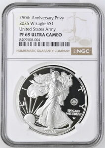 2025 W �v���[�t �V���o�[ �C�[�O�� �A�[�~�[ �v���C�r�[ NGC PF69 - �N���V�b�N �u���E�� ���x�� - 100000