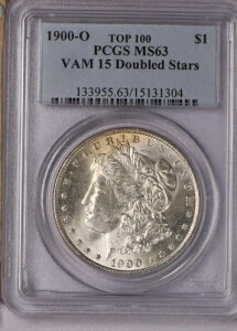 1900-O �V���o�[ �����K�� $1 �g�b�v100 VAM 15 �_�u���X�^�[ PCGS MS63