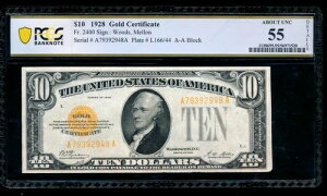 AC 1928 10�h�����ؖ��� PCGS 55�_�ڍ� Fr 2400