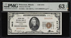 �C���m�C�B�v�����X�g�� $20 1929 T1 Fr. 1802�N - �s������NB�B #2413 PMG CU 63 EPQ-
