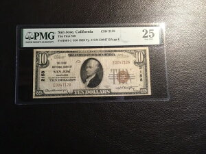 10.00 1929 ��������s San Jose California PMG 25 ���ɗǂ�-