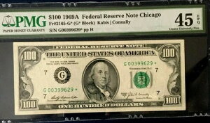 1969A $100 PMG45 EPQ CHOICE ���ɗǍD��FRB������ *STAR* �m�[�g �V�J�S 3821