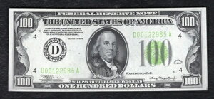 FR�B 2152-Dlgs 1934�N $100 LGS ���C�g�O���[���V�[�� FRN �N���[�u�����h OH ��� ������-