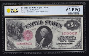 US $1 1917 �@����D�e�B�[�q�[/�o�[�N FR 36 PCGS 62 PPQ CU (662)