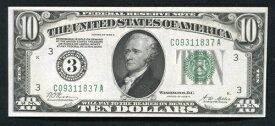 FR. 2001-C 1928-A $10 FRN「NUMERICAL GOLD ON DEMAND」フィラデルフィア、ペンシルベニア州 UNC