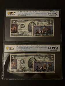 1976�N $2 FRN NY FR.1935-B �T�C��: Jeff�ASimon Bicent FDOI & 7��4�� 64pq-