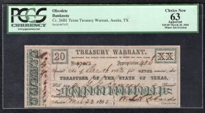 1865�N 20�h�������ȃ������g �I�[�X�e�B���A�e�L�T�X�B �p�Ԏ��� PCGS ������-63
