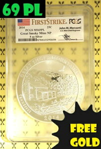 2014�N �X���[�L�[�}�E���e�� 5�I���X �V���o�[ PCGS MS 69 PL FS �����J���e�B �S�[���h�o�b�N1/2������*