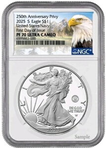 2025 S �v���[�t $1 250th �l�C�r�[ US �v���C�x�[�g �V���o�[ �C�[�O�� NGC PF70 UC ����u�v���Z�[���v-