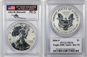 2006-P ���o�[�X�v���[�t �V���o�[�C�[�O�� PCGS PR70 �����J���e�B �u���b�N���x�� 20���N�L�O PF70