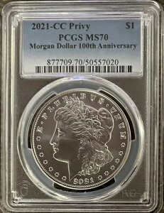 2021 $1 CC �v���C�x�[�g ���[�K�� �V���o�[ �h�� PCGS MS70 �N���V�b�N �u���[ ���x�� 100 ���N�L�O�B