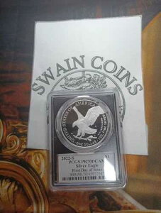 2022�N ��ăV���o�[�C�[�O�� PCGS PR70 DCAM FDOI �G�~���[�ES�E�_���X�g�� E148