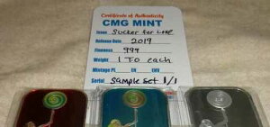 �T���v���Z�b�g SUCKER FOR LOVE .999 �V���o�[�A�[�g�o�[ CMG �~���g 1/1 COA