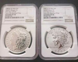 2024-S ���o�[�X�v���[�t $1 �����K�����s�[�X 2���Z�b�g NGC PF70 �X�[�p�[���A FDOI �u���E��