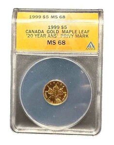 �J�i�_ 1999�N ���� 1/10�I���X 5�h�� ANACS MS68 ���[�v�����[�t �v���C�x�[�g�}�[�N
