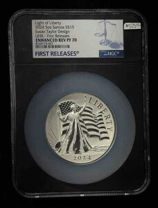 NGC �� 2024 Light of Liberty 5 �I���X �V���o�[ �G���n���X�h ���o�[�X PF70 ���������[�X!