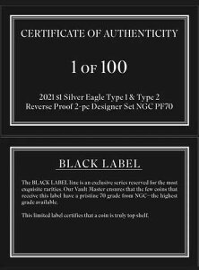 2021-S ASE NGC REV PF-70 �^�C�v1&2 ELETE �u���b�N���x���Z�b�g COA�t�� 100����