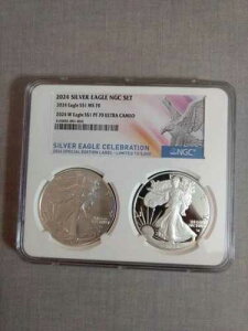 2024SILVER EAGLE NGC CELEBRATION SET ~ NGC MS70 + PF70 ULTRA CAMEO �킸�� 5,000 ��!