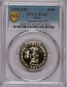 1978-FM �x���[�Y�S�[���h �C�c�@���i KM-55 100�h�� PCGS PL69�B�󏭁A�ō��O���[�h�B��������