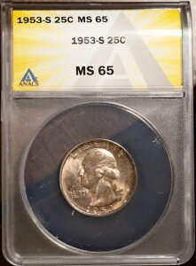 1953-S 25�Z���g��݃��V���g���N�H�[�^�[ MS 65 �I���W�i���~���g�V�i ANACS # 7351619 + �{�[�i�X