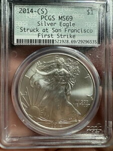 2014�N ��ăV���o�[�C�[�O�� PCGS MS69 �t�@�[�X�g�X�g���C�N ���g�������C�N �h�C���[���x��